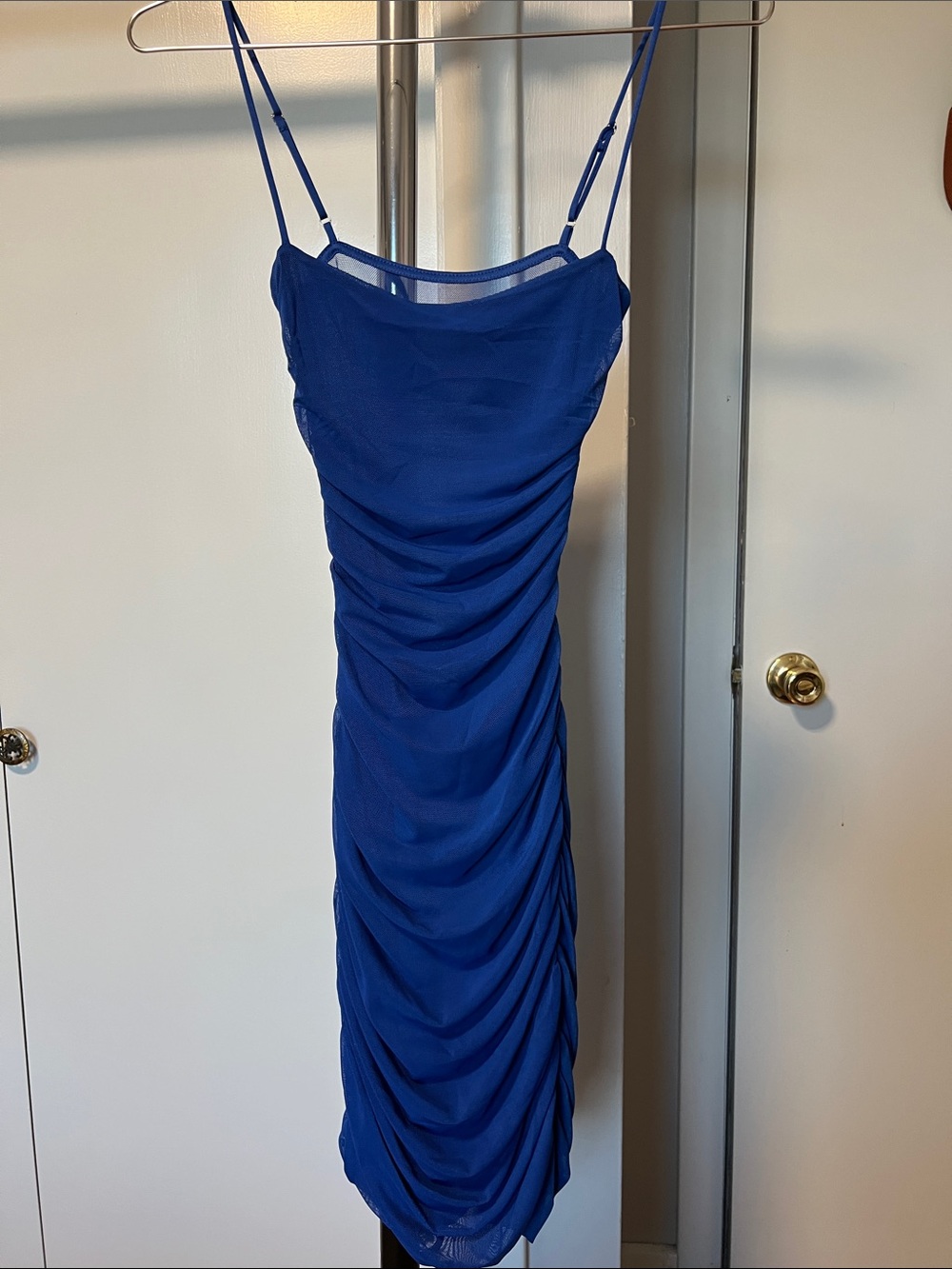Lucy in the Sky Cobalt Blue Ruched Slip Dress